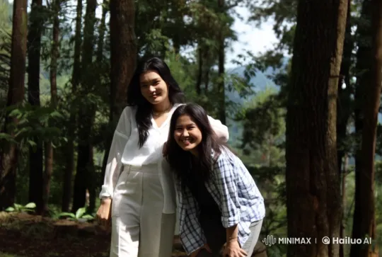 Women Enjoying Friendship Moment in Animated Forest – AI Generated Video | Hailuo AI