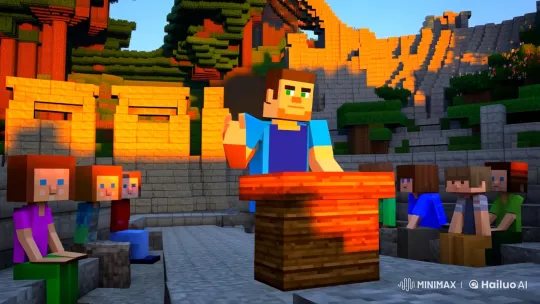 Minecraft: Joe Rogan Delivers Cosmic Insights in Pixelated Amphitheater – AI Generated Video | Hailuo AI