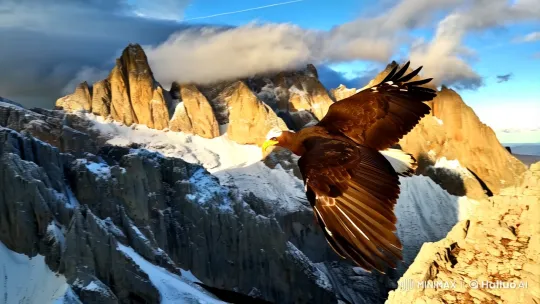 Eagle Glides Over Majestic Mountain Range – AI Generated Video | Hailuo AI