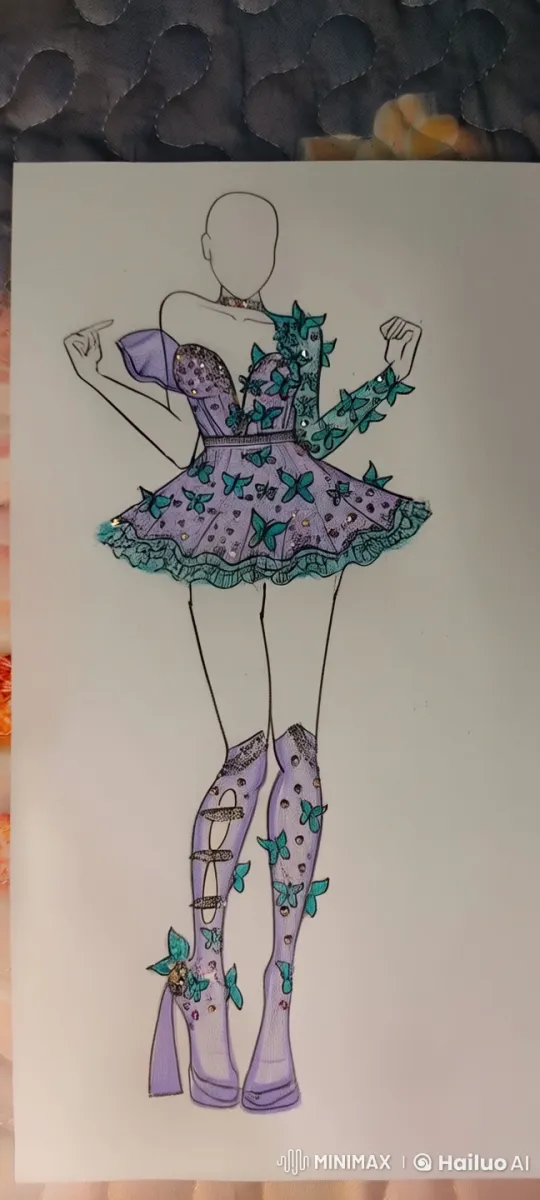 Elegant Model Showcases Sparkling Butterfly Dress in Live2D Animation – AI Generated Video | Hailuo AI