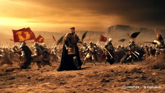 Epic Battle: Saladin vs. Baldwin IV on Cinematic Battlefield – AI Generated Video | Hailuo AI