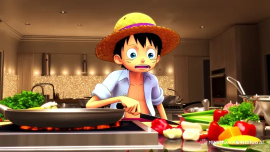 Pirate Luffy's Whimsical Cooking Showdown with Chef Ramsay – AI Generated Video | Hailuo AI