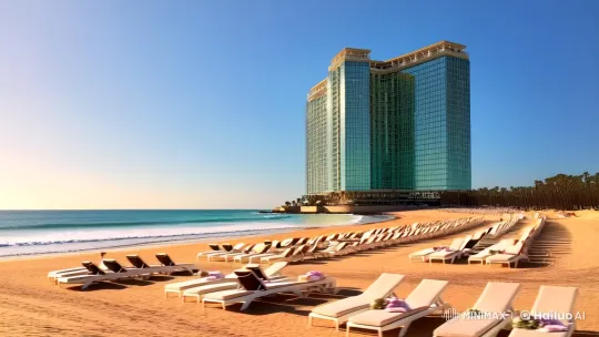 Luxurious Beachfront Hotel Amidst Pristine Shoreline – AI Generated Video | Hailuo AI
