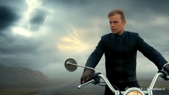 Man Stands Resolute Against Storm in Cinematic Scene – AI Generated Video | Hailuo AI