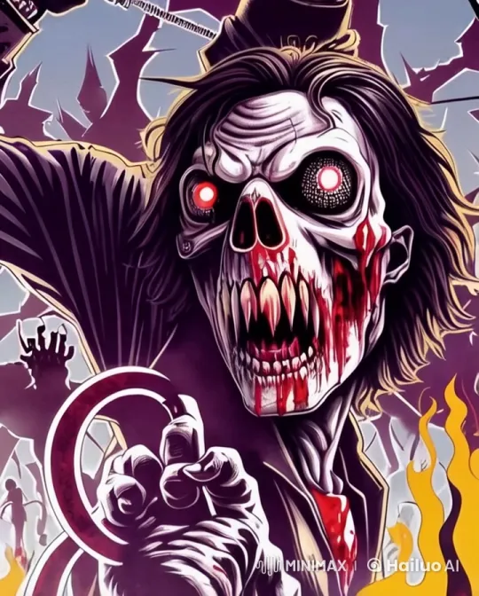 Terror Skeletal Figure Conjures Chaos in Live2D Animation – AI Generated Video | Hailuo AI