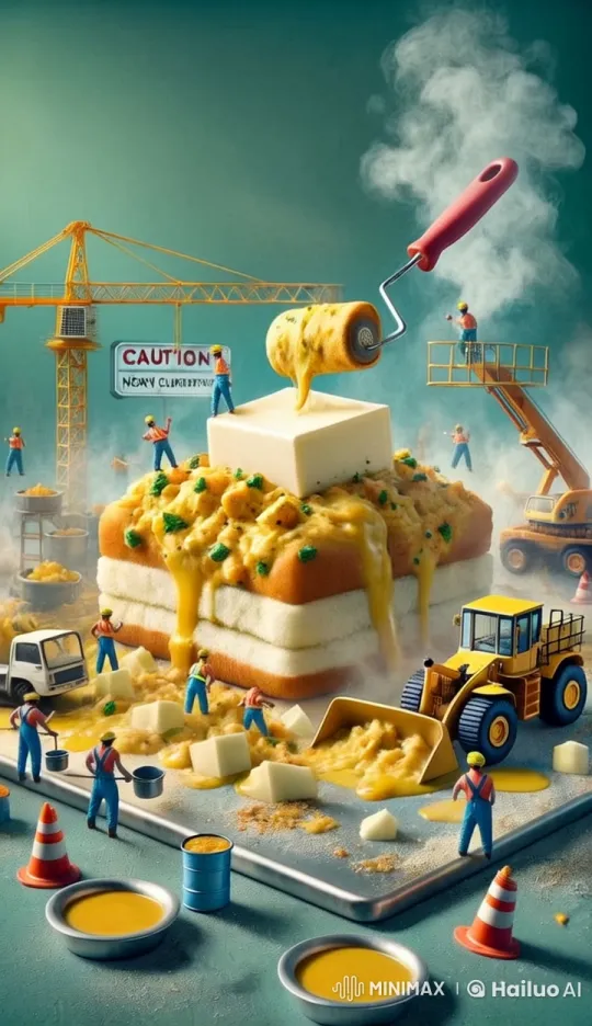 Mini Construction Workers Build Giant Dosa Highway – AI Generated Video | Hailuo AI