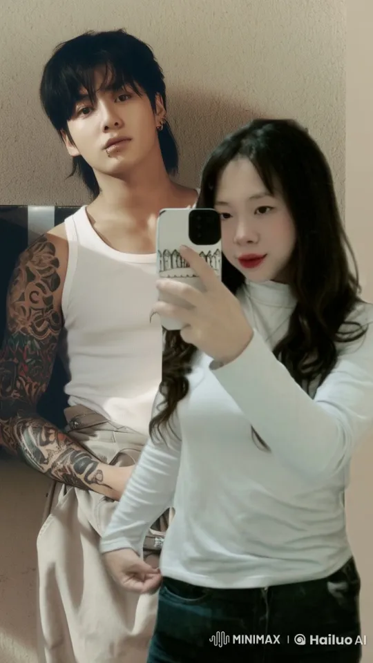 Couple's Intimate Mirror Selfie with Embrace – AI Generated Video | Hailuo AI