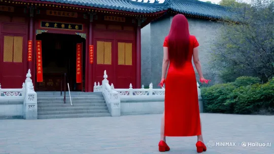 Possessed Chinese Woman in Red: A Sinister Fusion of Beauty and Horror – AI Generated Video | Hailuo AI