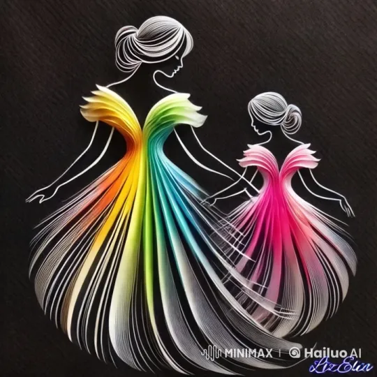 Graceful Paper Art Dance of Mother and Daughter – AI Generated Video | Hailuo AI