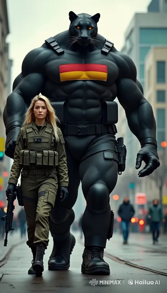 Super Soldiers Stride Through Cityscape in Majestic Slow Motion – AI Generated Video | Hailuo AI