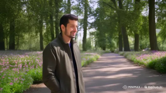 Man Enjoying Serenity in a Lush Park – AI Generated Video | Hailuo AI