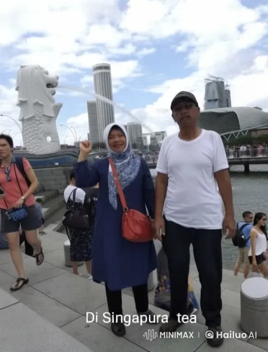 Couple's Energetic Kung Fu Battle Near Singapore's Merlion – AI Generated Video | Hailuo AI
