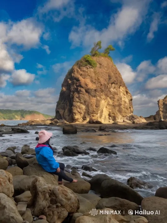 Peaceful Beach Scene with Gentle Waves and Blue Sky – AI Generated Video | Hailuo AI