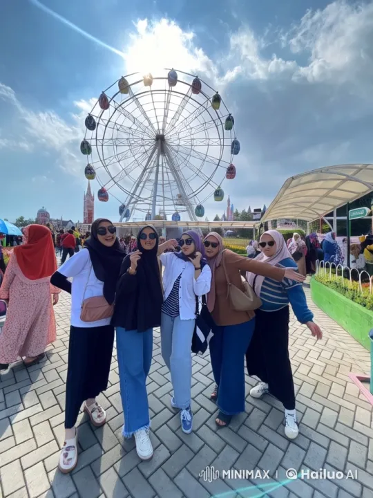 Five Friends Showcase Kungfu at Ferris Wheel – AI Generated Video | Hailuo AI