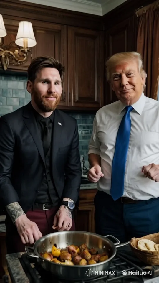 Trump and Messi Cook Together – AI Generated Video | Hailuo AI