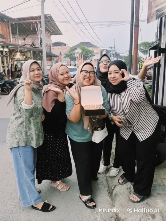 Five Women Posed Energetically for a Photo on a Street – AI Generated Video | Hailuo AI