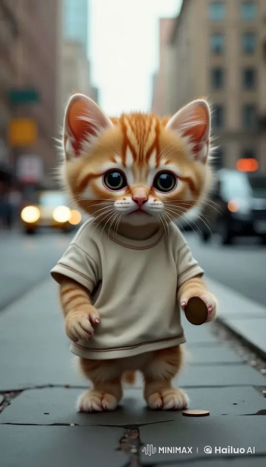 Tabby Kitten Explores City Street in Live2D Animation – AI Generated Video | Hailuo AI