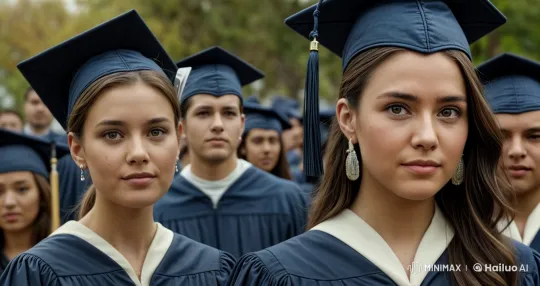 Graduation Ceremony: Girl Searches, Finds, and Smirks – AI Generated Video | Hailuo AI