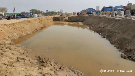 Sharks Joyfully Leap in Muddy Construction Site Pond – AI Generated Video | Hailuo AI