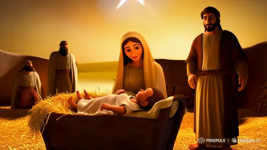 Nativity Scene: Serene Bethlehem Stable with Celestial Light – AI Generated Video | Hailuo AI