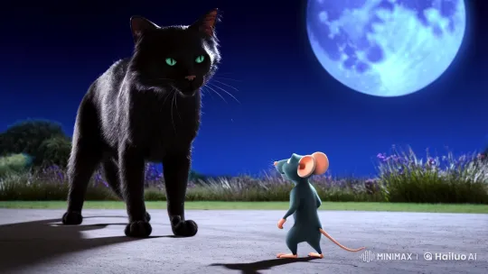 Kung Fu Mouse Outmaneuvers Mighty Cat in Nocturnal Duel – AI Generated Video | Hailuo AI