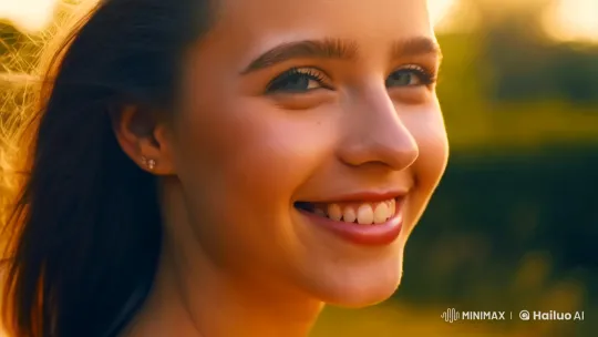 Golden Hour Portrait: Radiant Woman in Slow-Motion Grace – AI Generated Video | Hailuo AI