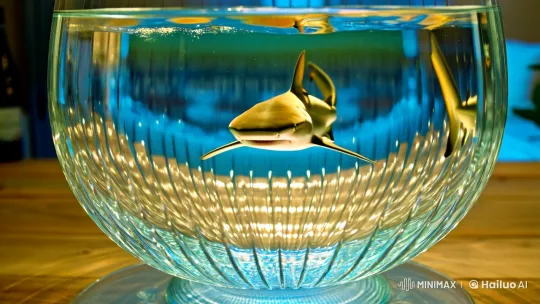 Graceful Shark in Reflective Glass Vessel Ballet – AI Generated Video | Hailuo AI