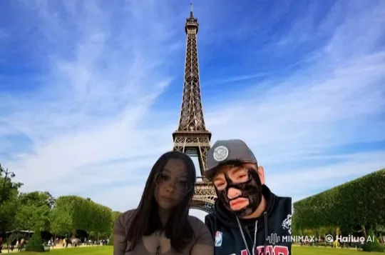 Romantic Kiss in Front of Eiffel Tower – AI Generated Video | Hailuo AI