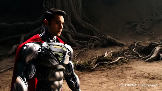 Cyborg Superman Showcased in Cinematic Medium Shot – AI Generated Video | Hailuo AI