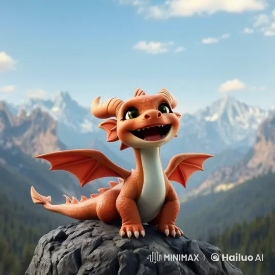 Animated Dragon Delivers Engaging Speech Against Mountain Scenery – AI Generated Video | Hailuo AI