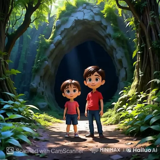 Children Discover Enchanted Cave in Lush Forest – AI Generated Video | Hailuo AI