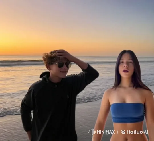 Romantic Moment on a Sunset Beach – AI Generated Video | Hailuo AI