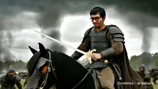 Determined Warrior in the Chaos of War – AI Generated Video | Hailuo AI