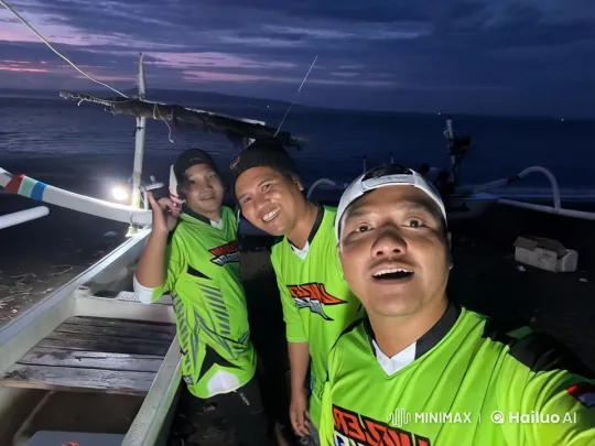 Bright Green Athletes Perform Energetic Kungfu by the Beach at Dusk – AI Generated Video | Hailuo AI