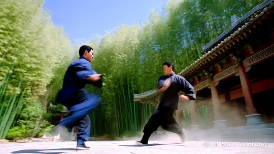 Kung Fu Fight in Traditional Courtyard Setting – AI Generated Video | Hailuo AI