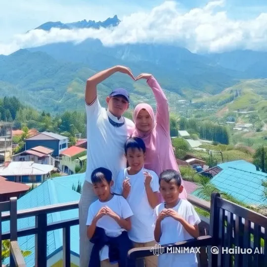 Family Performs Kungfu Moves on Scenic Balcony – AI Generated Video | Hailuo AI