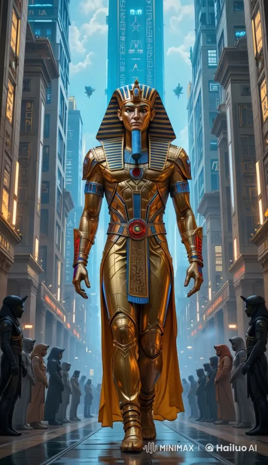 Pharaoh in Futuristic Egyptian Metropolis – AI Generated Video | Hailuo AI
