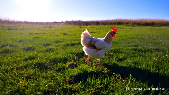 Charming Chicken Strolls Through Pastoral Meadow – AI Generated Video | Hailuo AI