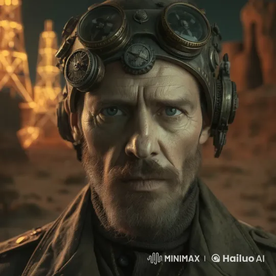 Man checks surroundings, readjusts goggles – AI Generated Video | Hailuo AI