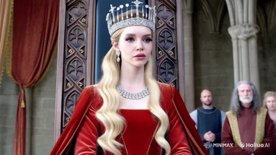 Regal Queen in Medieval Throne Room – AI Generated Video | Hailuo AI