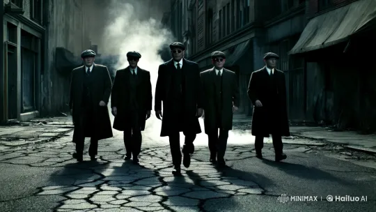 Peaky Blinders Style Men Walk Through Desolate Street – AI Generated Video | Hailuo AI