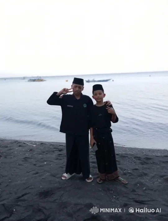 Boys Practice Playful Kung Fu on Black Sand Beach – AI Generated Video | Hailuo AI
