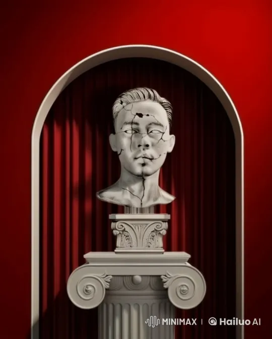 Marble Bust Deterioration in Live2D Animation – AI Generated Video | Hailuo AI