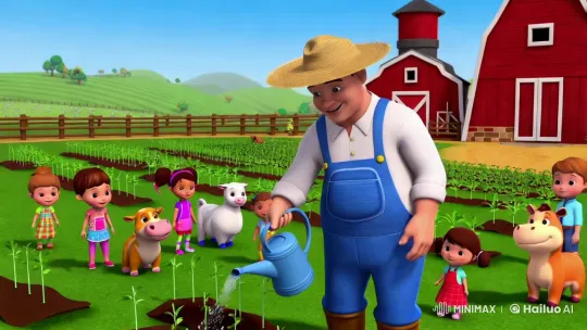 Pastoral Harmony: Farmer and Children Amidst Vibrant Farm Life – AI Generated Video | Hailuo AI