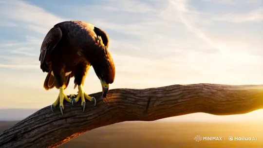 Eagle Preys with Majesty Against Golden Sky – AI Generated Video | Hailuo AI