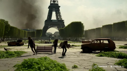 Post-Apocalyptic Paris: Eiffel Tower Amidst Desolation – AI Generated Video | Hailuo AI