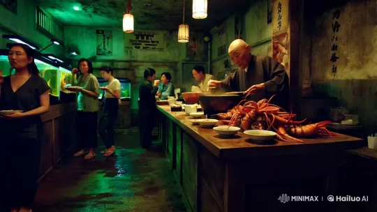 Aged Japanese Restaurant: Nostalgic, Grotesque Culinary Experience – AI Generated Video | Hailuo AI