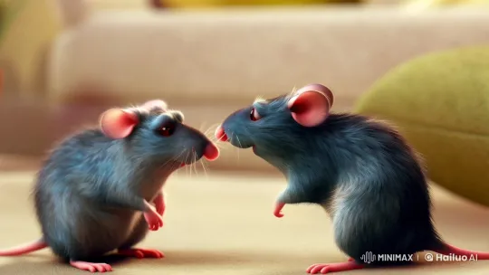 Cute Rats Playfully Tussle in Cozy Setting – AI Generated Video | Hailuo AI