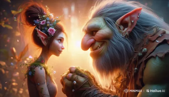 Pixie Kisses Troll in Enchanted Forest Setting – AI Generated Video | Hailuo AI