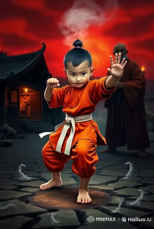 Magical Child Practices Fiery Martial Arts in Live2D Animation – AI Generated Video | Hailuo AI